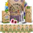 Organo Republic 15 Edible Flower Seeds Variety Pack- Indoor/Outdoor. 4800+ Non-GMO Heirloom Flower: Borage, Bishop's Flower, Chicory, Chives, Hyssop, Echinacea, Lavender Seeds & More