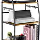 Printer Stand - Large 3 Tier Printer Table with Adjustable Storage Shelf - Rolling Cart with Wheels -Stable Desk for Home Office Use (Rustic Brown)