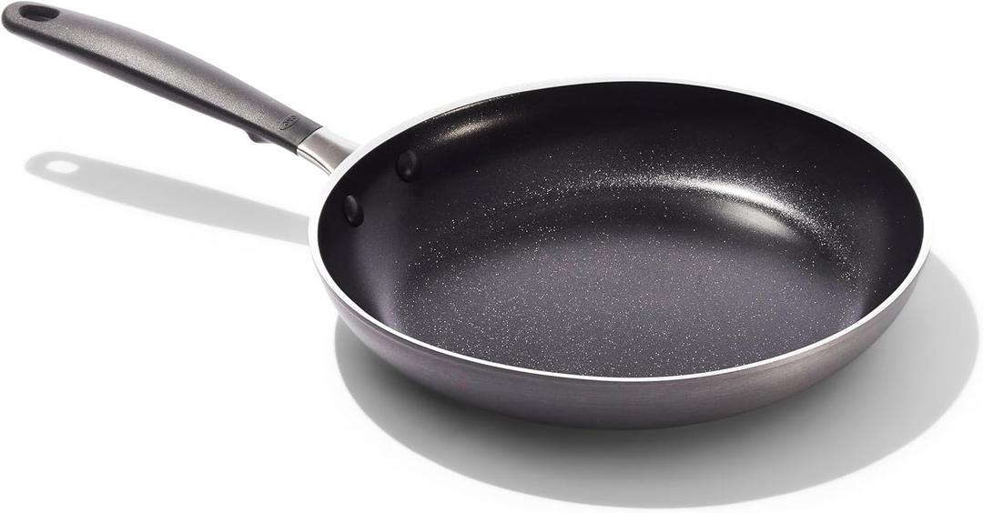 OXO 10 Non-Stick Every Day Frying Pan, BPA-Free Comfort Grip Silicone Handle, Dishwasher & Oven Safe, PFAS-Free Ceramic Skillet, Black