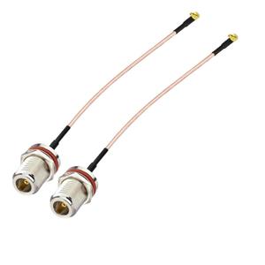 Superbat MMCX Male Right Angle to N Female Connector,6inch RG316 Coaxial Cable 2Pcs for RF Applications,SDR Radios,Instrumentation etc