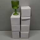 Green Glass Goblets Set of 8, 13 oz Vintage Goblet Glassware Decorative Wine Glasses, Cute Water Drinking Cups, Vertical Line Embossed Pattern Drinkware Cocktail Set for Xmas Gifts