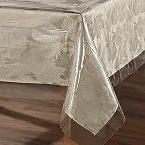 sancua 100% Waterproof Rectangle PVC Tablecloth - 60 x 140 Inch - Oil Proof Spill Proof Vinyl Table Cloth, Wipe Clean Table Cover for Dining Tables, Buffet Parties and Camping, Crystal Clear