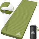 Self Inflating Sleeping Pad with Foot Pump, 2 Inch Thick Memory Foam Camping Pad, Quick Inflation Air Mattress for Camping, Hiking, Car Travel, and Outdoor Adventures, Green