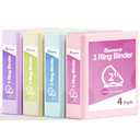 SUNEE 3 Ring Binder 2 Inch, Clear View Binder Three Ring PVC-Free (Fit 8.5x11 Inches) for School or Office Supplies, Assorted Pastel, 4 Pack