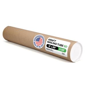 Cardboard Mailing Tube, 4" x 24" with Plastic Caps - USA-Made USPS Approved Poster Tube for Documents & Blueprints - Reinforced Mailing Cylinders for Shipping & Storage by IDL Packaging