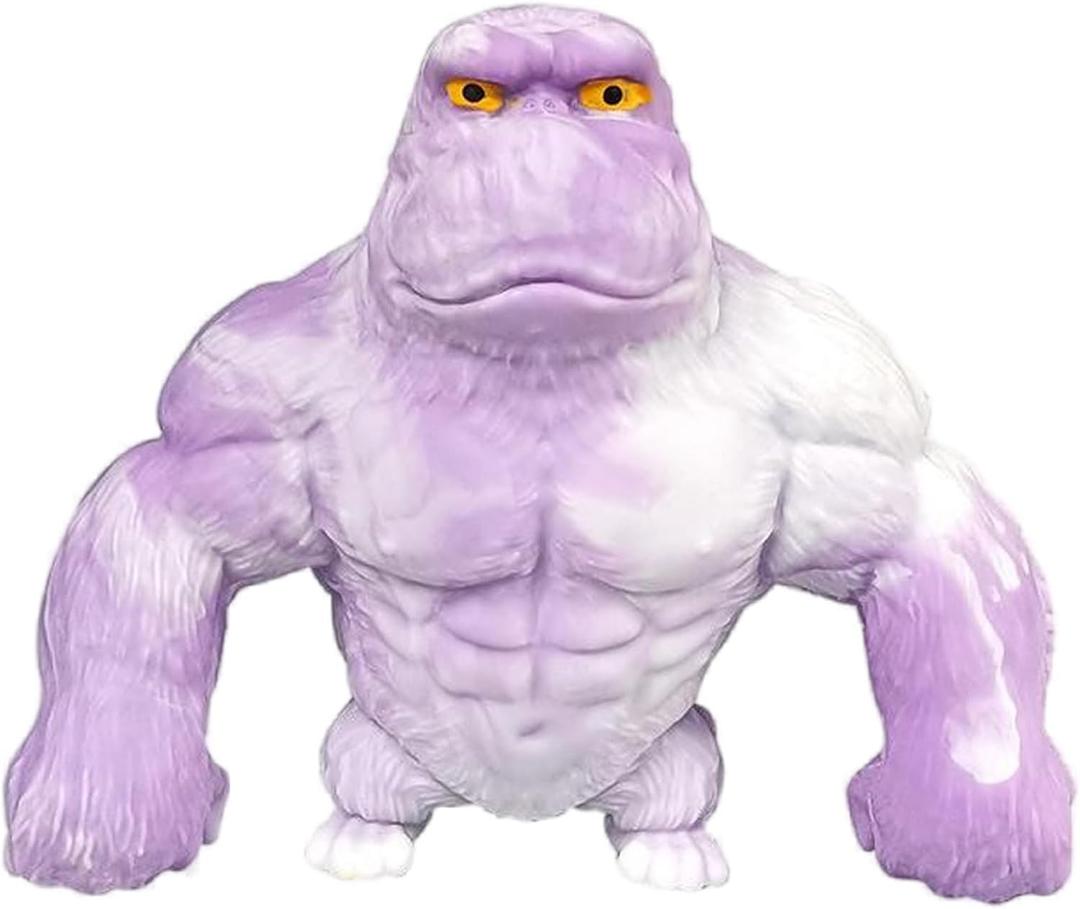 Stretchy Squishy Monkey Gorilla Toy - Pull, Squish & Relax! Durable Elastic Rubber Stress Relief Fidget Toys for Kids & Adults, Fun Birthday (Purple)