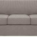 H.VERSAILTEX 4 Piece Stretch Sofa Covers for 3 Cushion Couch Covers for Living Room Furniture Slipcovers (Base Cover Plus 3 Seat Cushion Covers) Upgraded Thicker Jacquard Fabric (Sofa, Taupe)