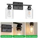 Unicozin 2 Light Bathroom Light Fixtures, Modern Vanity Lights Over Mirror, Black Wall Lamp with Clear Glass for Living Room Cabinet Bedroom Porch