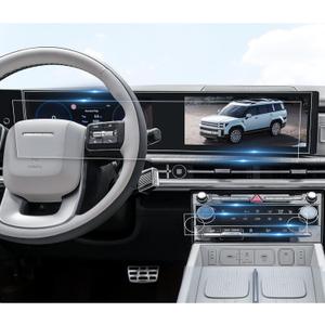 BIBIBO 4Pcs for 2024 Hyundai Santa Fe Screen Protector 2024 Hyundai Santa Fe (SE/SEL/XRT/Limited/Calligraphy) 12.3" Navigation Display + Air Conditioning Protective Film Anti Glare&Scratch Ultra-Clear Hyundai Santa Fe 2024