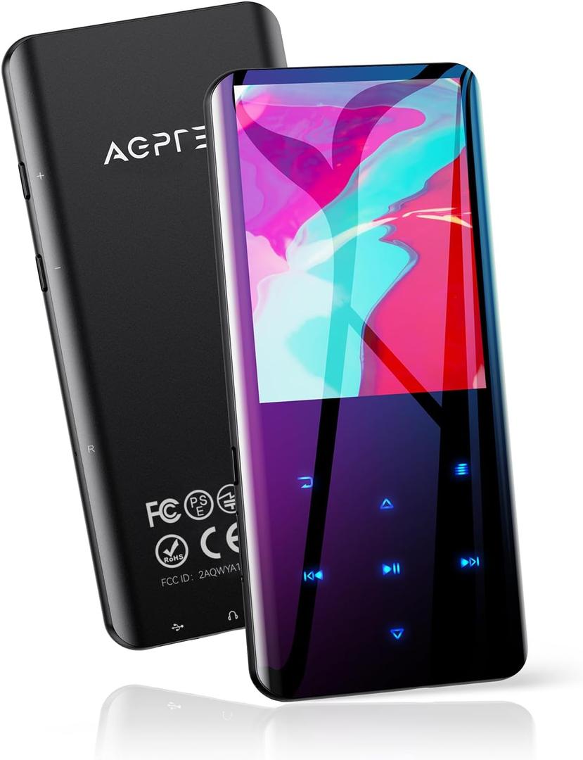 AGPTEK 32GB MP3 Player with Bluetooth 5.3, A19X 2.4" Curved Screen Portable Music Player with Speaker Lossless Sound with FM Radio, Voice Recorder, Supports up to 128GB, Black