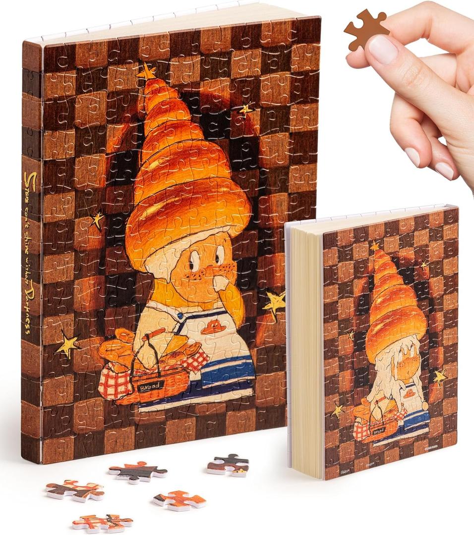 PieceRelax A5 Puzzle Journal 329 Plastic Pieces for Adults - Twinkle Twinkle - Creamy Bread - Book Cover & Notebook, Unique Puzzle Gift, Jigsaw Artwork [YA1060]