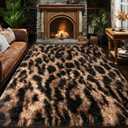 qulint Leopard Rug for Living Room, 5x7 Fluffy Carpet for Bedroom Nursery | Soft Shag Fuzzy Shaggy Carpets for Kids Boys and Girls Dorm Home Decor