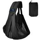 CUBY Mesh Baby Sling Carrier, Breathable Lightweight Baby Wraps Sling with Adjustable Strap Storage Bag- Easy to Wearing Front Baby Slings for Newborn Infant Toddler Carry Up to 40lbs (Black Mesh)