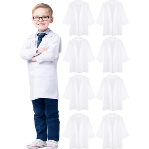 8 Pcs Kids Doctor Costume Set Scientist White Lab Coat Uniform for Kids Dress Up Halloween Role Play Cosplay (5-7Y (110-120cm))