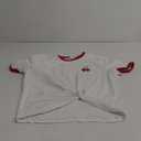 Women's Cherry Embroidery Print Shirt Contrast Color Neck Tee Short Sleeve Graphic Casual T Shirt Summer Tee Tops XL