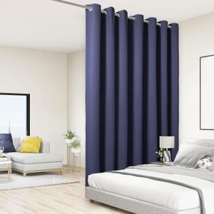 BONZER Room Divider Curtain Total Privacy Wall Extra Wide Thermal Insulated Blackout Curtains for Slide Window, 108L x 108W Inch (9L x 9W ft), 1 Panel, Navy