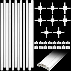 12 Pcs 24" Plastic Window Grille Inserts White Window Grid Kit Include Grid Connectors and Fasteners for for Installing Decorative Grilles Layouts Home
