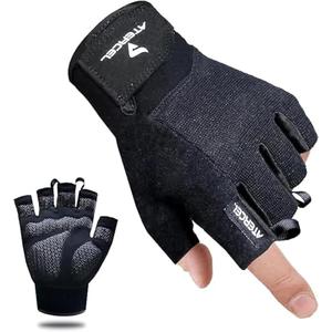 ATERCEL Workout Gloves for Men and Women, Exercise Gloves for Weight Lifting, Cycling, Gym, Training, Breathable and Snug fit (Black, L)
