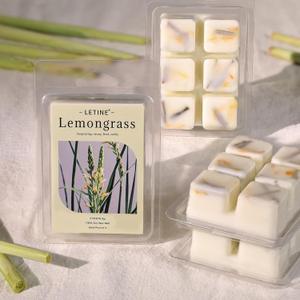 LETINE Wax Melts 10oz(4 Pack), Lemongrass Scented Wax Melts, 100% Soy Wax Melts Wax Cubes with Natural Strong & Non Toxic Essential Oil for Warmer, Gifts Set for Home Fragrance/Spa/Aromatherapy