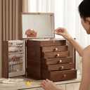 Homruilink Black Walnut Wooden Jewelry Box for Women, 6 Layer