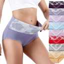 Honzadar Women's Cotton Underwear with Tummy Control & High Waist, 5-Pack Full Coverage Briefs (4X-Large Plus)