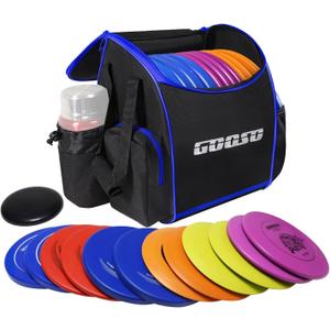 Disc Golf Set with Bag - 12 PCS Flying Disc Golf Discs for Beginner with Putter, Midrange, Driver | Portable Disc Golf Backpack Holds 28+ Discs Free Stand Bag Design for Convenient Use (Blue)