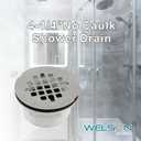 Brushed No Caulk Shower Drain, Welsan PVC Compression Shower Floor Drain with 4-1/4" Stainless Steel Round Grid Strainer Cover, Brushed Nickel