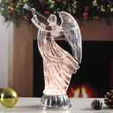 Christmas Acrylic Statue, Light up LED Angel Snow Globe Lamp with Violin Figurine, Battery Operated Home Table Deck Decor Ornament, Gifts for Mom Girl Angel Lovers 12"