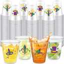 Pickmesh 200 Pack Mardi Gras Decorations Disposable Cups Bulk Mardi Gras Throw Cups 10 oz Clear Plastic Tumblers for Party Supplies Decorations