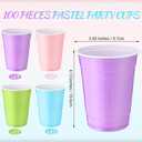 Reallnaive 100 Pcs 12 oz Disposable Plastic Party Cups, Rainbow Color Drinking Cups, Durable & Lightweight Reusable for Parties, Holidays, Events & Home Use (Pastel)