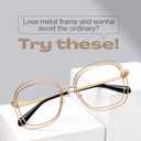 Zeelool Square Metal Frame Glasses for Women Eyeglasses with Clear Lens Anti Eyestrain & UV from Computer/TV/Phone ZJGM923220 (Gold)