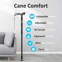 HEALTHBAZAAR Walking Cane for Men & Women, Foldable Cane with Shock Absorption - Adjustable, Lightweight Collapsible Walking Stick for Seniors & Adults, Comfort Grip Handle, Heavy Duty All Terrain Tip