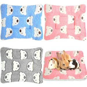 Jetec 3 Pcs Bunny Guinea Pig Beds Soft Bunny Mats Warm Guinea Pig Mat Small Animal Winter Bed Pads Fleece Sleeping Pads for Indoor Rabbit Hamster Squirrel Hedgehog Chinchilla Ferret(Bear)
