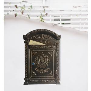 Decorative Lock Mailbox Outdoor - Metal Wall-Mounted Mailbox - Vintage Cast Iron Locking Mailbox