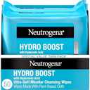 Neutrogena Hydro Boost Ultra-Soft Micellar Cleansing Wipes with Hyaluronic Acid, Hydrating Makeup Remover Wipes Remove Dirt & Waterproof Makeup, Hypoallergenic, Plant-Based Cloth, 2 x 25 ct