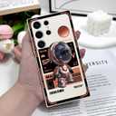 Gencyfu for Samsung Galaxy S24 Ultra Case, Astronaut Pattern Slim Liquid Silicone Anti Slip for Galaxy S24 Ultra Phone Case 6.8 inch, Space White