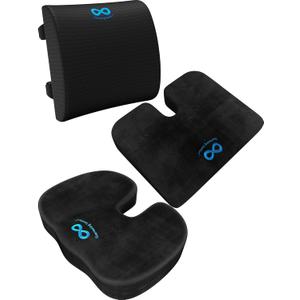 Everlasting Comfort Back & Seat Cushion with Wedge Cushion Bundle- Enhanced Comfort and Support for All Day Sitting - Ideal for Car, Office, and Gaming Use