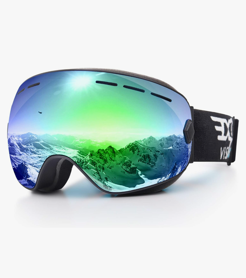 EXP VISION Snowboard Ski Goggles Men Women Youth, Anti Fog OTG Winter Snow Goggles Spherical Detachable Lens