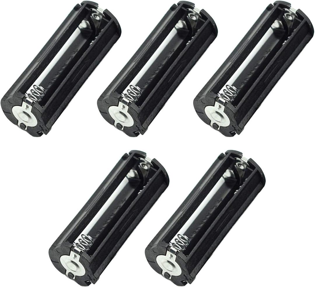 Hxchen 3 x 1.5V AAA Series Connection Plastic Black Cylinder Battery Storage Holder Case Adapter Black - (5 Pcs)