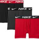Nike Boys' Dri-FIT Essentials Micro Solid 3-Pack Boxer Briefs (Medium, University Red)
