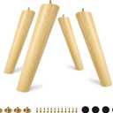 FoDau770 Rubber Wood Furniture Legs 10 Inches, Slant Tapered Wood Feet Mid Century Sofa Legs Set of 4, 5/16" UNC Furniture Feet Replacement Parts for Cabinet Couch Dresser Chair Ottoman Table, Varnish 