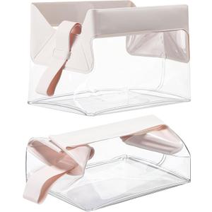2 Pcs Clear Travel Toiletry Bags with Magnetic Closure TSA Approved Magnetic Travel Containers Clear Makeup Bag Cosmetic Pouch for Women Men Traveling(Light Pink)