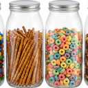 novelinks 64 oz Large Plastic Mason Jars with Airtight Lids, 4 Pack Big Jars Wide Mouth and Plastic Storage Containers for Pantry, Pickle, Sauce, Sugar (4 Pack,Silver)