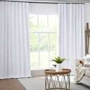 KEQIAOSUOCAI 102 Inch Thick Blackout Curtains for Ceiling Track System Back Tab, Loop Pocket Curtains 72 Inch Wide Large Heavy Drapes for Patio Sliding Glass Door, White,W72 x L102, 2 Panels