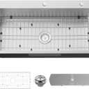 Kitchen Sink, 33x19 Inch Stainless Steel Drop In Modern Large Single Bowl Topmount Kitchen Sink Gift Combo-SS Grid,Silicon Mat, Drain Strainer Set Compatibility With Various Kitchen&Bar Style