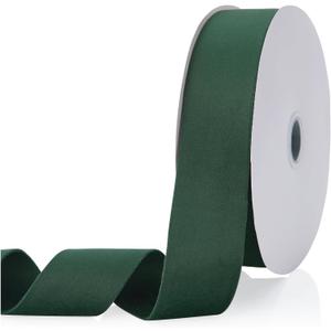Velvet Ribbon Dark Green 1.5 inch, Continuous 20 Yards Double Faced Velvet Ribbon Great for Christmas Tree Ornaments,Gift Wrapping,Bow Making,Wreath Decoration,Wedding,Party,Handmade Crafts