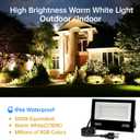 LED Flood Light Outdoor, 50W RGB Color Changing Smart Floodlights 2700K 5000LM Warm White & 16 Million Colors, RGBW Stage Lights with APP Control, 43 Modes, Grouping, Timing, IP66 Waterproof (2 Pack)