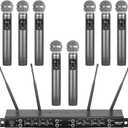 Phenyx Pro Wireless Microphone System, 8-Channel Metal Wireless Mic Set w/ 8 Cordless Mics, 8x20 UHF Frequencies, 200ft Range, Dynamic Microphones for Singing, Karaoke, Church, DJ (PTU-4200-8H)