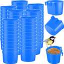 120 Pcs Cage Cups Chicken Birds Feeder Cups Plastic Hanging Chicken Feeders and Waterers 8 oz Feeding Bowl for Gamefowl Supplies Pet Pigeon Poultry Parrot Parakeet Rooster Rabbit(Blue)