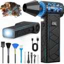 Electric Air Duster with LCD Screen & Flashlight, 180000RPM Compressed Air Duster Turbo Fan(10000mAh), High-Speed Electric Air Blower Duster with 4 Gear Wind, Jet Fan with Assist Lighting -Black